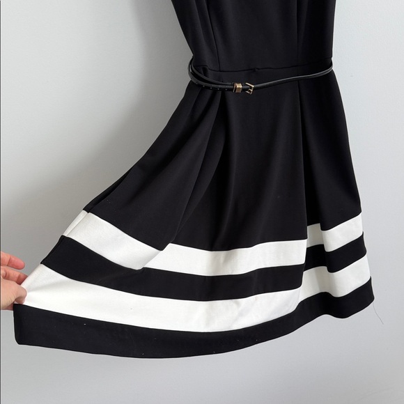 Calvin Klein Black and White Striped Midi Dress - Picture 4 of 5